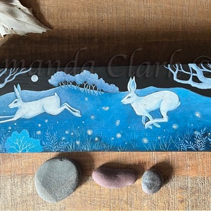 Handpainted Wooden Box No.29 by Amanda Clark - art box, altered art, landscape art, trinket box, jewellery box, antique, unique