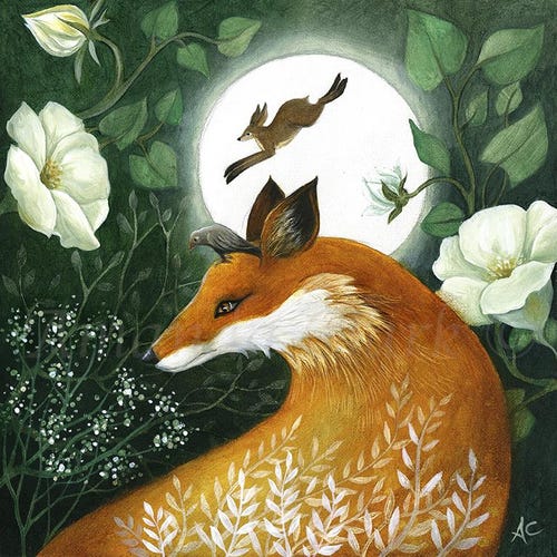 Fox & Landscape Art Print 
