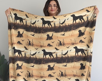 Lab Blanket Gift for Labrador Mom, Labrador Silhouette Hunting, Black Labrador Gift, Chocolate Lab Gifts, Yellow Lab Throw, Labrador Gift