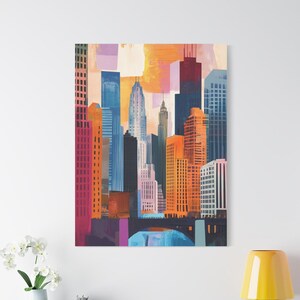 Impresión en lienzo de arte de Chicago, decoración del hogar con arte de Illinois, arte de pared con el horizonte de Chicago, impresión de arte de ciudad moderna, regalos de Chicago, arte de pared de Chicago, lienzo