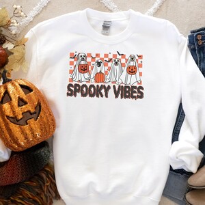 Halloween Sweatshirt, Halloween Sweater,Halloween Dog Sweatshirt,2023 Happy Halloween, Retro Spooky Season, Ghost Sweatshirt,Ghost Dog Shirt