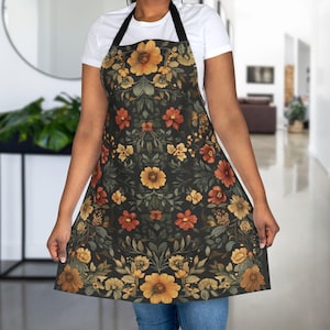 Floral Apron, Florist Apron, Cottagecore Kitchen Apron For Flower Lovers, Gardening Apron Gift for Mom Grandma, Artist Painter Crafter Apron