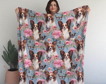 Papillon Blanket for Papillon Dog Lover, Papillon Mama Gift, Papillon Dog Gift Idea, Papillon Dog Mom, Papillon Dad, Butterfly Dog Blanket