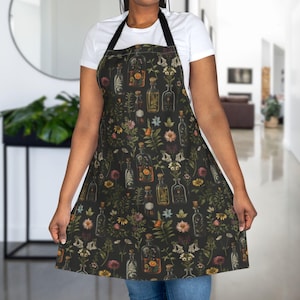 Apothecary Floral Apron, Florist Apron, Cottagecore Kitchen Apron For Flower Lovers, Gardening Apron Gift for Mom, Artist or Crafter Apron