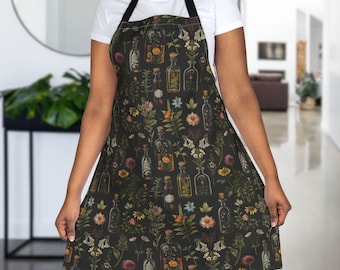 Tablier floral d'apothicaire, tablier de fleuriste, tablier de cuisine cottagecore pour les amateurs de fleurs, cadeau de tablier de jardinage pour maman, tablier d'artiste ou d'artisan