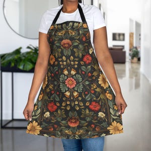 Floral Apron, Florist Apron, Cottagecore Kitchen Apron For Flower Lovers, Gardening Apron Gift for Mom Grandma, Artist Painter Crafter Apron