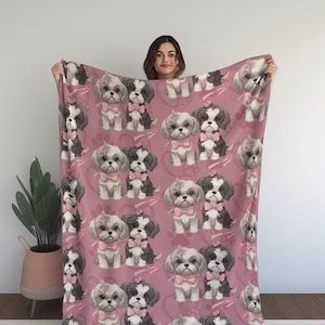 Shih Tzu Blanket for Shih Tzu Mom, Valentine Gift for Shih Tzu Mom, Shitzu Gift Idea, Shitzu Dog Throw, Shih Tzu Gift, Shih Tzu Vday Gifts