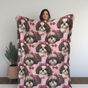 Shih Tzu Blanket for Shih Tzu Mom, Valentine Gift for Shih Tzu Mom, Shitzu Gift Idea, Shitzu Dog Throw, Shih Tzu Gift, Shih Tzu Vday Gifts