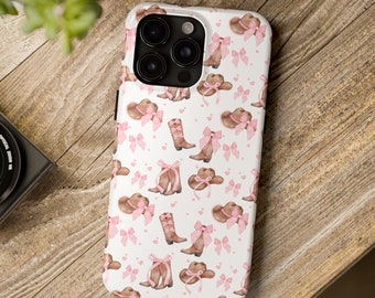 Cowgirl Phone Case, Coquette Tough Phone Case, Phone Case for iPhone, Gift for Cowgirl, Pink Cowgirl Boots, Cowgirl Aesthetic, Cowgirl Up