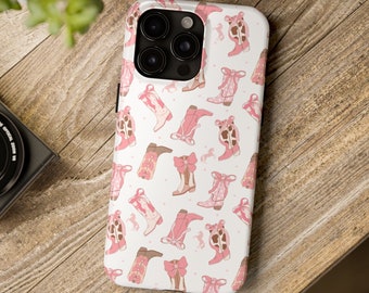 Cowgirl Phone Case, Coquette Tough Phone Case, Phone Case for iPhone, Gift for Cowgirl, Pink Cowgirl Boots, Cowgirl Aesthetic, Cowgirl Up