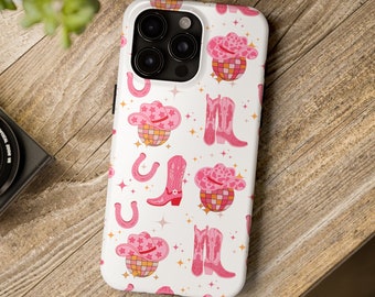 Cowgirl Phone Case, Coquette Tough Phone Case, Trendy Phone Case, Gift for Cowgirl, Pink Cowgirl Boots, Cowgirl Aesthetic, Cowgirl Up, Pink