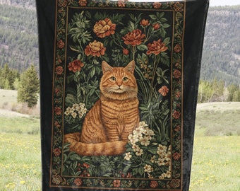 Orange Cat Blanket, Cat Lover Gift, Orange Tabby Tapestry, Cat Gift Idea, Pet Blanket for Cat Lover, Cat Mom, Ginger Tabby, Christmas Cat