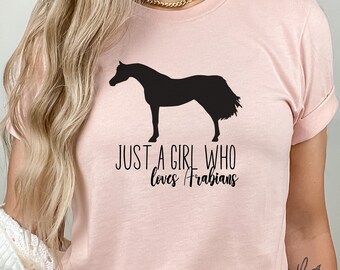 Camiseta de chica con caballo árabe, camiseta "Amo a mi caballo árabe", regalo para dueño de caballo, regalo para entrenador de caballos, rescate de caballos, camiseta de caballo árabe, árabe