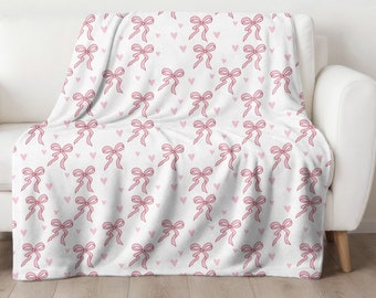 Coquette Blanket, Preppy Room Decor, Pink Coquette Blanket, Baby Girl Gift, Pink Aesthetic Blanket, Pink Bow Blanket, Coquette Gift Idea