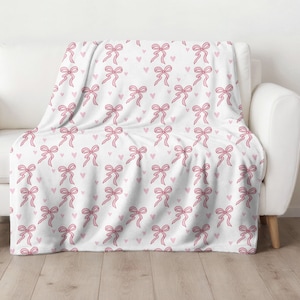 Coquette Blanket, Preppy Room Decor, Pink Coquette Blanket, Baby Girl Gift, Pink Aesthetic Blanket, Pink Bow Blanket, Coquette Gift Idea
