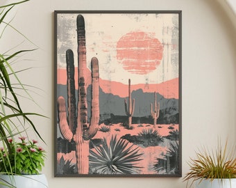 Southwest Wall Art, Vintage Postcard Colorful Desert Art Poster Print Wall Decor Southwest Living Room, Southwestern Wall Art, Desert Prints