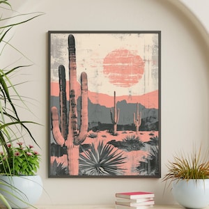 Southwest Wall Art, Vintage Postcard Colorful Desert Art Poster Print Wall Decor Southwest Living Room, Southwestern Wall Art, Desert Prints