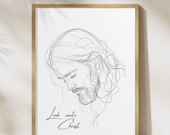 2025 LDS-jeugdthema Art Print, LDS-muurkunst, Jezus Christus-poster, kijk tot Christus, cadeau-idee zendeling, LDS-jeugdcadeau, D&C 6:36, YW-cadeau