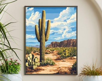 Southwest Wall Art, Vintage Postcard Colorful Desert Art Poster Print Wall Decor Southwest Living Room, Southwestern Wall Art, Desert Prints