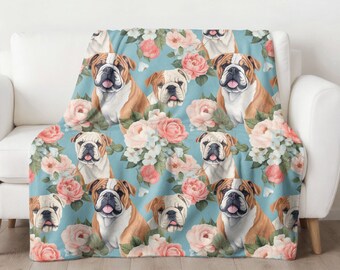 English Bulldog Blanket for Bulldog Lover, Present for Bulldog Mom, Olde English Bulldog Blanket, English Bully Gift, English Bull Dog Gift