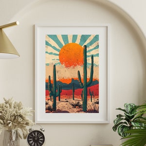 Southwest Wall Art, Vintage Postcard Colorful Desert Art Poster Print Wall Decor Southwest Living Room, Southwestern Wall Art, Desert Prints