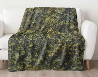 Green Moss Velveteen Blanket, Moss Blanket, Cottagecore Blanket, Cottagecore Decor, Forestcore Blanket, Sofa Blanket, Mossy Blanket