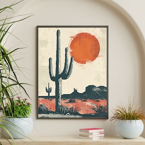 Southwest Wall Art, Vintage Postcard Colorful Desert Art Poster Print Wall Decor Southwest Living Room, Southwestern Wall Art, Desert Prints