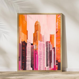 Chicago Kunstdruck, Illinois Kunst Poster Wohnkultur, Chicago Skyline Wandkunst, moderne Stadt Kunstdruck, Chicago Geschenke, Urbane Wandkunst