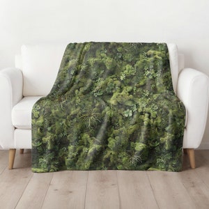 Green Moss Velveteen Blanket, Moss Blanket, Cottagecore Blanket, Cottagecore Decor, Forestcore Blanket, Sofa Blanket, Mossy Blanket