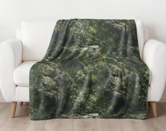Green Moss Velveteen Blanket, Moss Blanket, Cottagecore Blanket, Cottagecore Decor, Forestcore Blanket, Sofa Blanket, Mossy Blanket