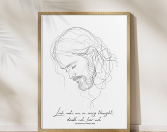 2025 LDS-jeugdthema Art Print, LDS-muurkunst, Jezus Christus-poster, kijk tot Christus, cadeau-idee zendeling, LDS-jeugdcadeau, D&C 6:36, YW-cadeau