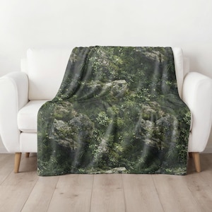 Green Moss Velveteen Blanket, Moss Blanket, Cottagecore Blanket, Cottagecore Decor, Forestcore Blanket, Sofa Blanket, Mossy Blanket