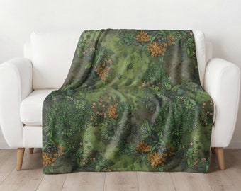 Green Moss Velveteen Blanket, Moss Blanket, Cottagecore Blanket, Cottagecore Decor, Forestcore Blanket, Mossy Blanket, Video Game Blanket