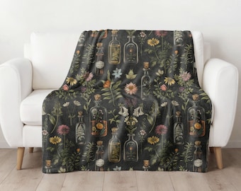 Apothecary Blanket, Cottagecore Blanket, Herbs and Spices, Apothecary Gift, Herbalist Gift, Throw Blanket Herbalist Gift, Witchy Blanket
