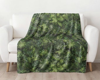 Green Moss Velveteen Blanket, Moss Blanket, Cottagecore Blanket, Cottagecore Decor, Forestcore Blanket, Sofa Blanket, Mossy Blanket