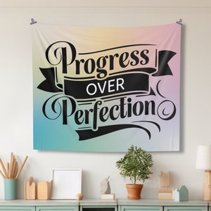 Classroom Tapestry, Progress Over Perfection, BOHO Classroom Decor, Teacher Decor, Classroom Décor, Motivational Theme, Indoor Wall Tapestry