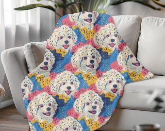 Manta de caniche, regalo de mamá de perro, ropa de cama para mascotas, nuevo regalo de cachorro, lanzamiento de sofá de felpa de pana, regalo de mamá caniche, regalo del día de las madres, decoración del hogar del perro