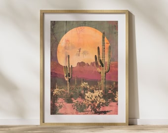 Southwest Wall Art, Vintage Postcard Colorful Desert Art Poster Print Wall Decor Southwest Living Room, Southwestern Wall Art, Desert Prints