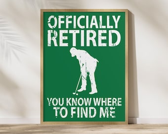 Golf Poster, Work Hard Play Golf Kunstdruck für Golfer Geschenk Kunst Poster, Golf Typografie, Geschenk für den Vatertag Kunst Büro Dekor, Retro Golf