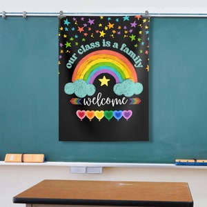 Classroom Tapestry, Teacher Classroom Decor Wall Tapestries, Our Class Is A Family Tapestry, Back To School Class Banner, In This Classroom
