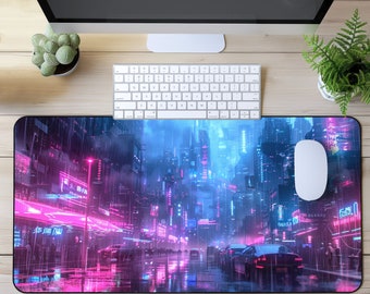 Ghostly Cyberpunk Gaming Mouse Pad XL, Gamer Desk Mat Mousepad XXL, Mini Mousepad, RGB Mousepad, Card Playmat mtg, Cyberpunk futurista