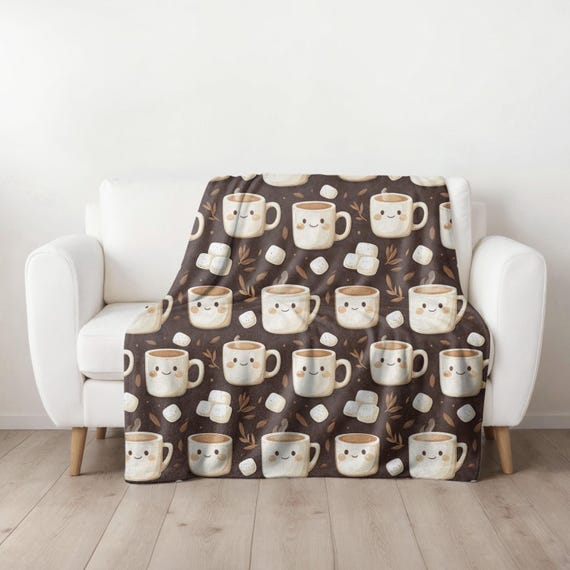 Hot Cocoa Chocolate Blanket, Hot Chocolate or Coffee Minky