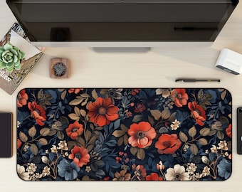 Botanical Night Garden Mat, Cottagecore Desk Mat, Cute Desk Mat, Gaming Mouse Pad, Large Mousepad, Floral Desk Mat, Mat Desk Pad for Work