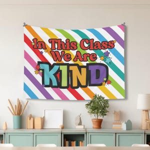 Classroom Tapestry, Bright Rainbow Classroom, Retro Classroom Decor, Indoor Wall Tapestry, Retro Wall Hanging, Kind Classroom Poster
