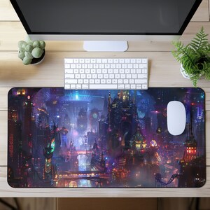 Ghostly Cyberpunk Gaming Mouse Pad XL, Gamer Desk Mat Mousepad XXL, Mini Mousepad, RGB Mousepad, Card Playmat mtg, Futuristic Cyberpunk