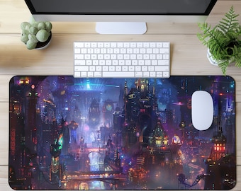 Ghostly Cyberpunk Gaming Mouse Pad XL, Gamer Desk Mat Mousepad XXL, Mini Mousepad, RGB Mousepad, Card Playmat mtg, Cyberpunk futurista