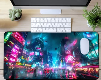 Ghostly Cyberpunk Gaming Mouse Pad XL, Gamer Desk Mat Mousepad XXL, Mini Mousepad, RGB Mousepad, Card Playmat mtg, Cyberpunk futurista