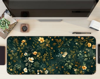 Botanical Night Garden Mat, Cottagecore Desk Mat, Cute Desk Mat, Gaming Mouse Pad, Large Mousepad, Floral Desk Mat, Mat Desk Pad for Work