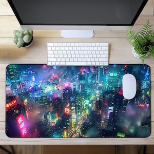 Ghostly Cyberpunk Gaming Mouse Pad XL, Gamer Desk Mat Mousepad XXL, Mini Mousepad, RGB Mousepad, Card Playmat mtg, Futuristic Cyberpunk