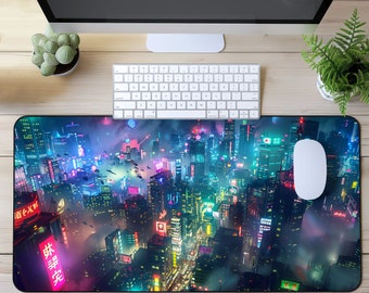 Ghostly Cyberpunk Gaming Mouse Pad XL, Gamer Desk Mat Mousepad XXL, Mini Mousepad, RGB Mousepad, Card Playmat mtg, Cyberpunk futurista